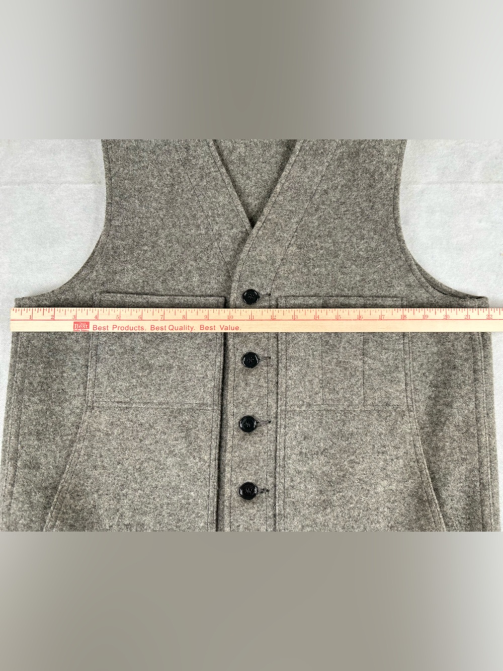 Vintage Filson Virgin Wool Mackinaw Vest 44 Gray Style 20 USA Workwear Hunting - Picture 6 of 10